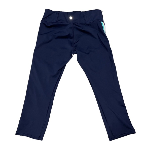 Athleta Navy Blue Contender Side Stripe Capri Tights Leggings - Picture 5 of 12